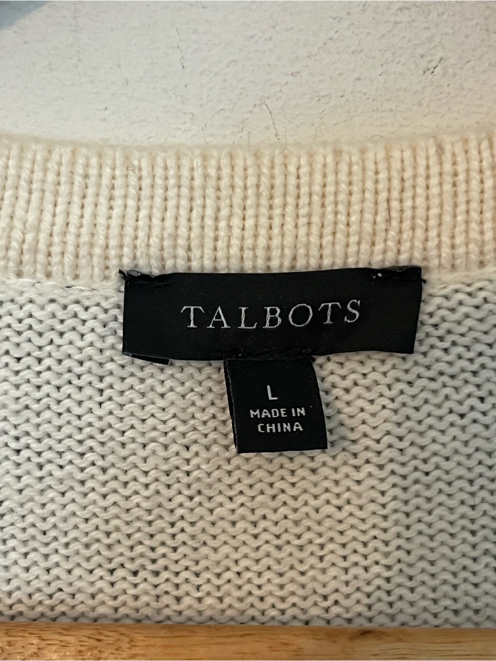 Talbots Lace Overlay Cardigan Jacket Black Cream Pearl Button Size Large - Picture 7 of 12